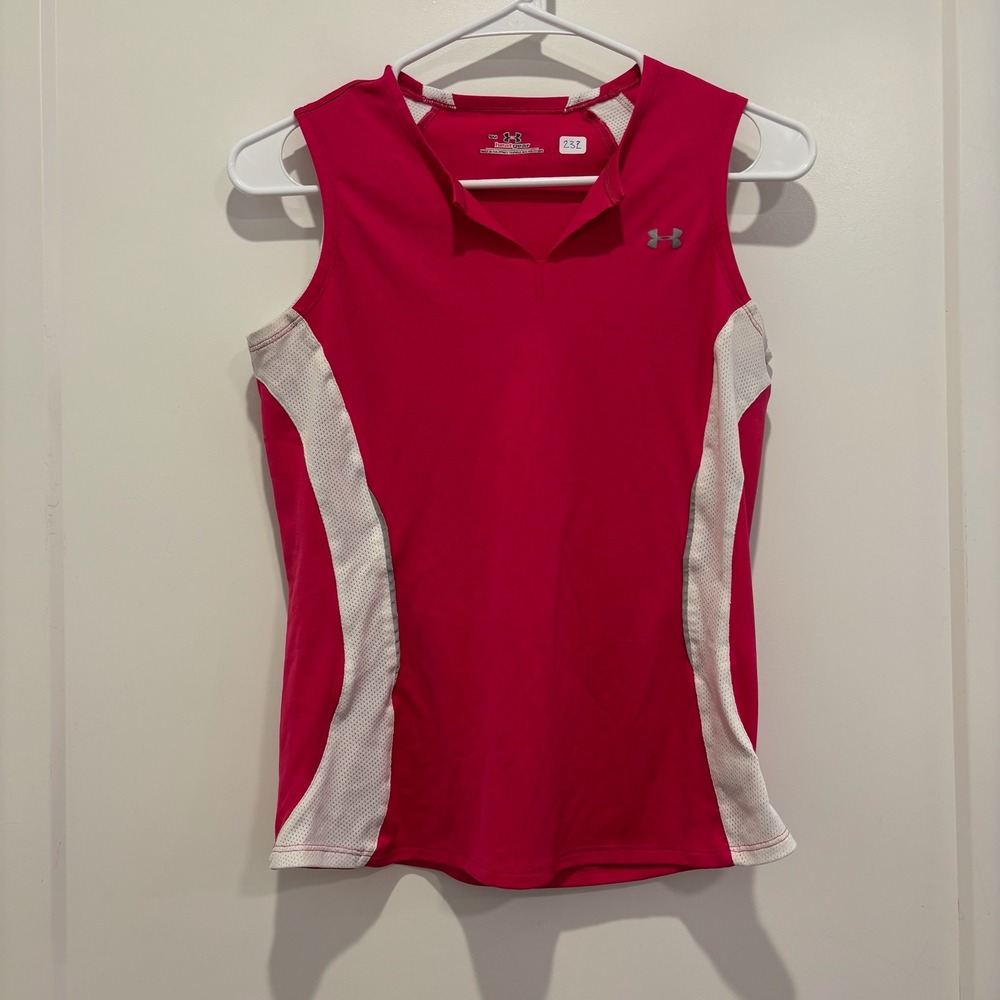 Under Armour HeatGear Pink Sleeveless Athletic Tank Top‎ Mesh Panels Women SM
